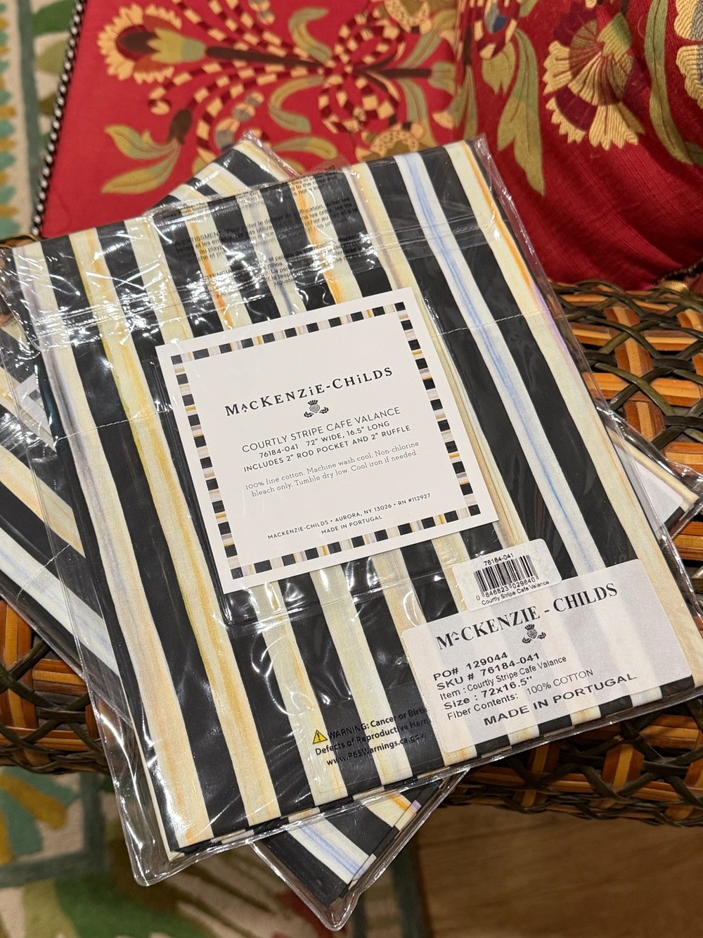 Mackenzie Childs Courtly Stripe Cafe Valance